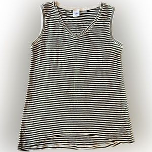 CLEARANCE 
CABI Olive Green and White Stripe Sleeveless Top | Small
